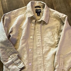 The Childrens Place Tan Button Down Boys Shirt (Size 5/6)